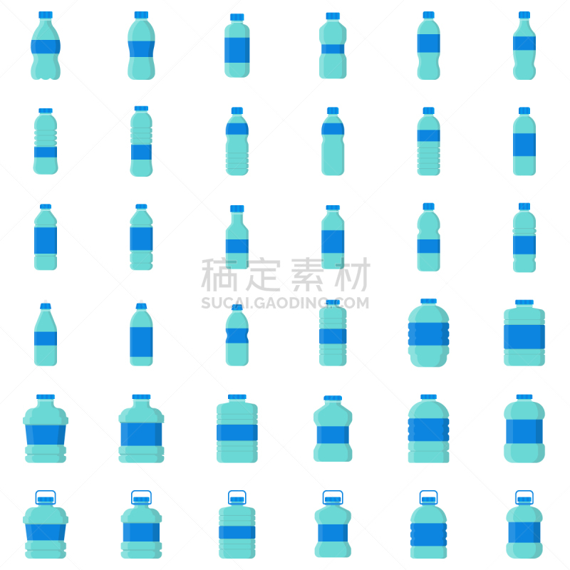 塑胶,瓶子,图标集,形状,图像,矢量,液体,水,饮料,喝