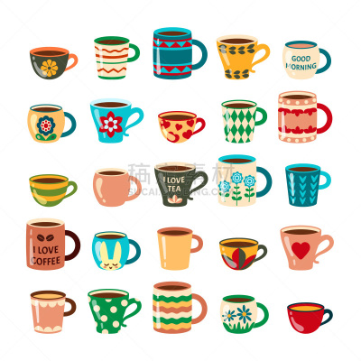 杯,马克杯,矢量,绘画插图,商业厨房,漫画,咖啡,华丽的,主菜盘,家具