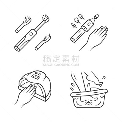 干衣机,细的,轮廓,符号,美,矢量,指甲,足,绘画插图,电