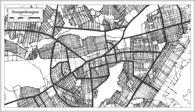 布基纳法索,瓦加杜古,黑色,街道图,直的,蓝图,公路,河流,主干路,草图