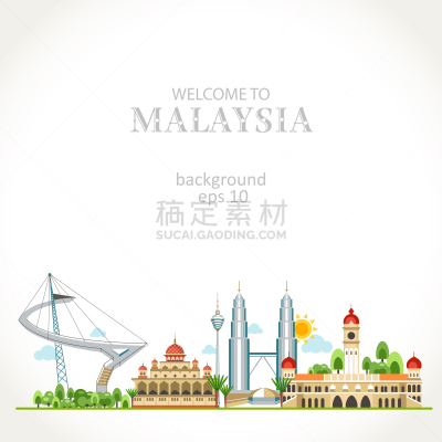国际著名景点,传统,透过窗户往外看,绘画插图,建筑,马来西亚,城市天际线,建筑外部,矢量,贺卡