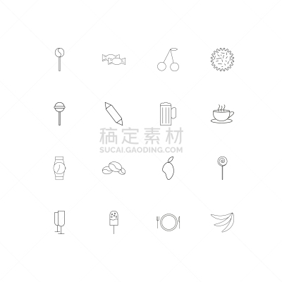轮廓,直的,饮食,细的,计算机图标,芒果,晚餐,咖啡,食品,香蕉