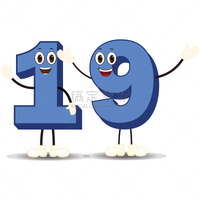 图像,性格,矢量,数字,18岁到19岁,数字9,数字19,白色背景,符号,数