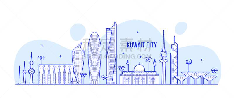 直的,城市天际线,时尚,建筑外部,科威特市,商务,现代,自然美,建筑,剪影