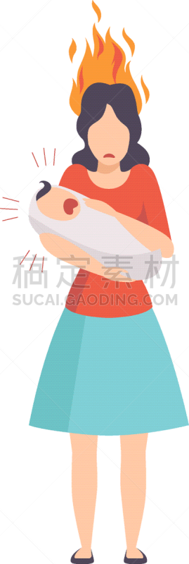 母亲,拿着,疲劳的,脑部,婴儿,商务,压力,燃烧,挫败,思考