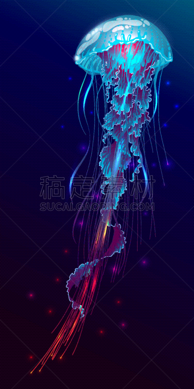 幻想,水母,分离着色,果冻,自然,闪亮的,太空,野生动物,图像,发光