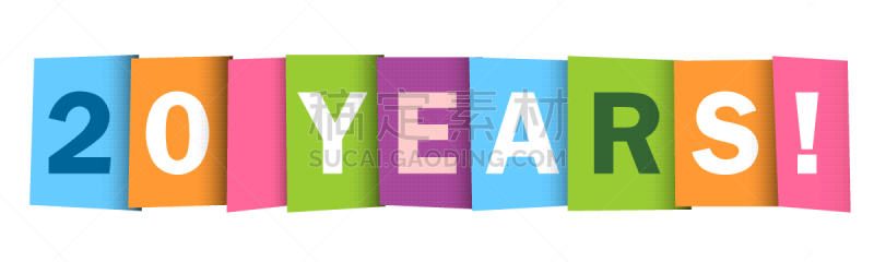 色彩鲜艳,标语,字体,数字20,第二十岁生日,短语,单词,周年纪念,贺卡,周年纪念卡