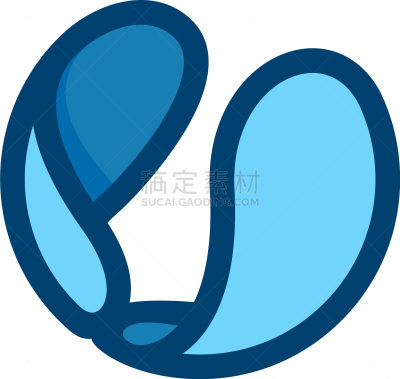 eco flat circle logo formed twisted blue drops