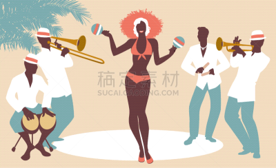 自然美,舞蹈,进行中,沙球,拉丁文,四个人,乐队,梅伦格舞,夏天,休闲