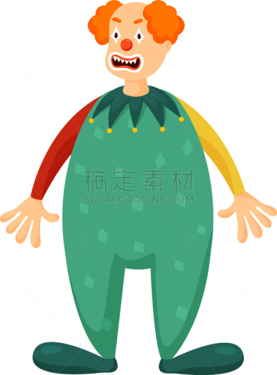 可爱的,小丑,绿色,彩色图片,染红的头发,衣服,面具,传统节日,头发