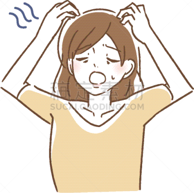 女人,绘画插图,州,沮丧,头,双相障碍,危险,担心,思考