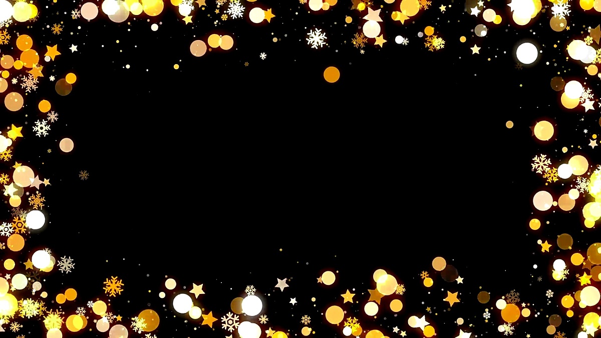 Gold Christmas snowflakes frame background for overlay looped