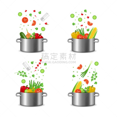 三维图形,锅,矢量,成分,华丽的,菜单,横截面,部分,比例,炖锅