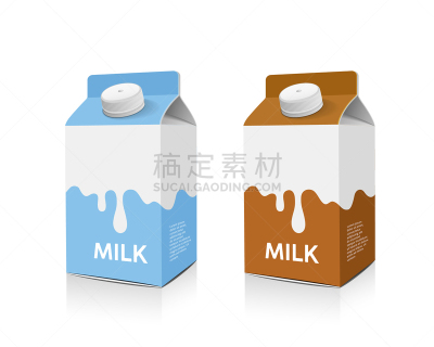牛奶瓶,褐色,盒子,浅蓝色,饮料,奶制品,空的,设计,包装,收集