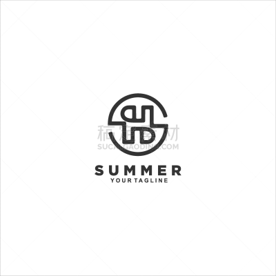 initial black and white logo design