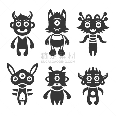 怪物,外星人,诱拐者,可爱的,幽默,基因突变,图像,矢量,动物,恶魔