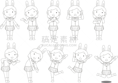 女孩,轮廓,兔耳朵,水手服,舞台,可爱的,休闲游戏,宅男,惊骇,一个人