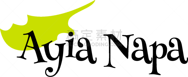 阿伊亚那帕,标签,分离着色,欧洲,红色,法马古斯塔,矢量,地中海,那帕谷