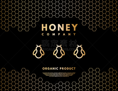 honey logo with gold gradient honey bee and