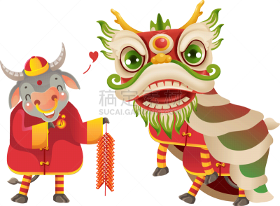 母牛,可爱的,传统,贺卡,春节,中文,新年前夕,十二生肖,动物,节日