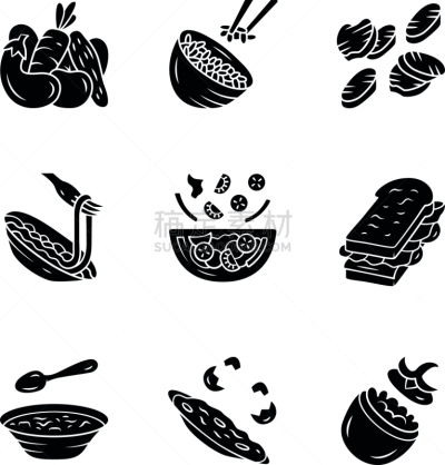 菜单,米,沙拉,三明治,符号,健康食物,矢量,格子烤肉,蔬菜,食品