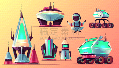 卡通,未来,太空,计算机图标,矢量,空间站,船,太空船,休闲游戏,波兰