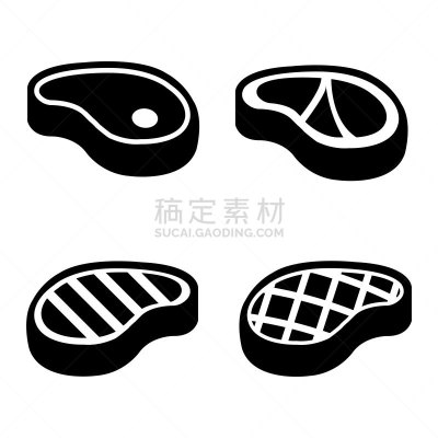 格子烤肉,牛排,肉,生食,图标集,矢量,烤肉架,热,背景分离,烤的
