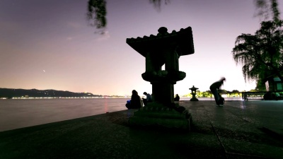 杭州西湖景观，延时摄影