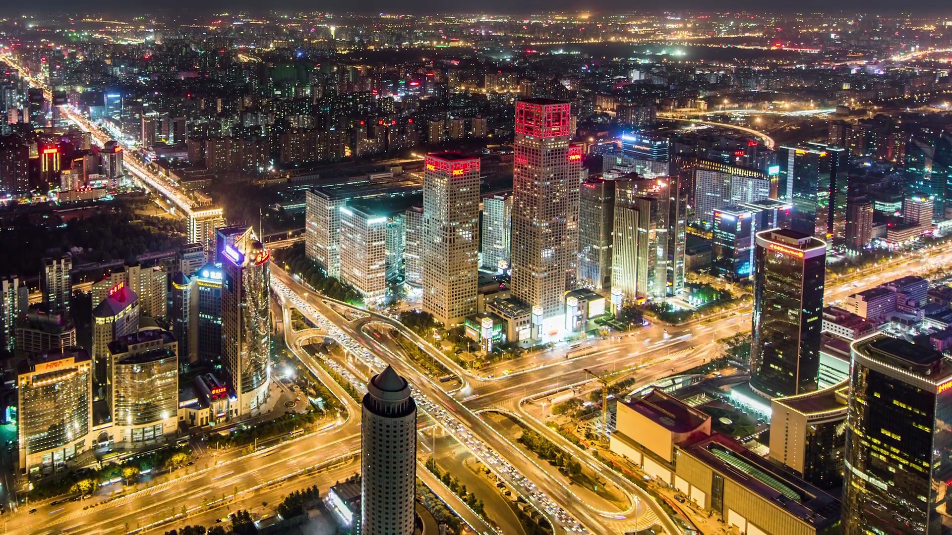 T/L WS HA TD鸟瞰戏剧性的城市场景和城市天际线/北京，中国