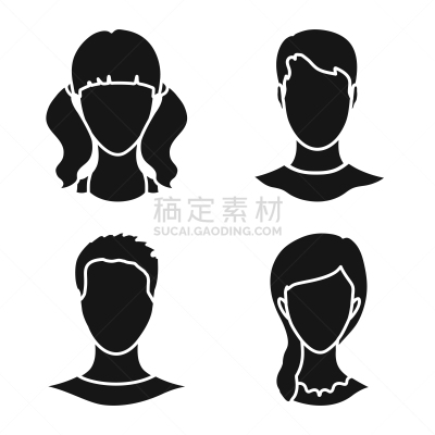 性格,侧面像,图标集,专业人员,肖像,女人,头发,发型,金色头发,设计