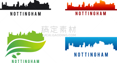 set various nottingham city skyline silhouette