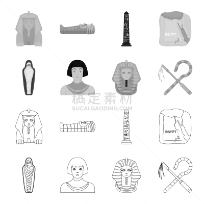 黄金,埃及,平衡折角灯,防护面罩,分离着色,轮廓,坟墓,木乃伊化的,收集
