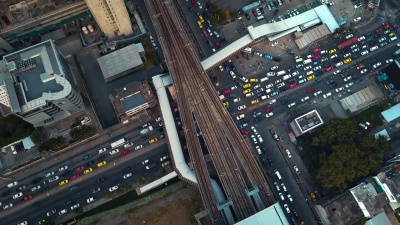 泰国曼谷街道交叉口鸟瞰