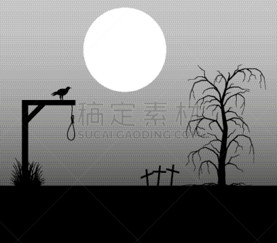 怪异,墓地,绞架,背景,夜晚,秋天,圆形,黑色,概念,偏好