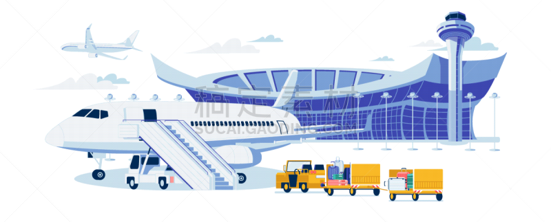 airport terminal modern building with airliner