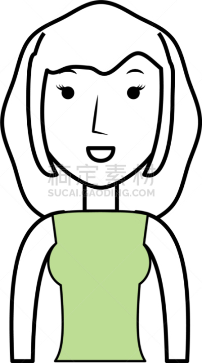 青年女人,卡通,可爱的,白色,人,概念,肖像,图像,女人,违约
