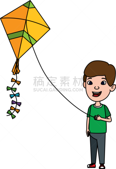 男孩,风筝,可爱的,风,图像,小的,性格,休闲,飞