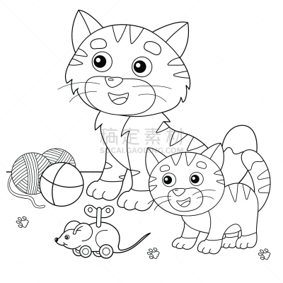 玩具,儿童,卡通,轮廓,宠物,书页,猫,小猫,彩色书,着色