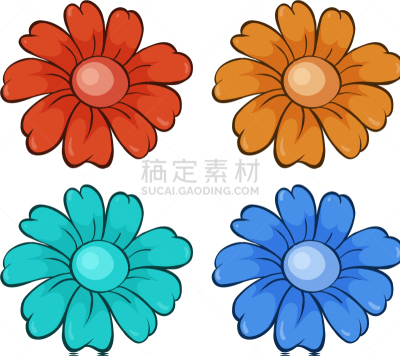isolated set flowers