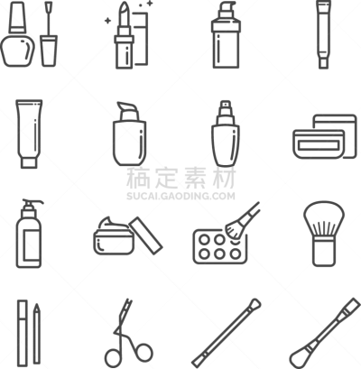 化妆用品,图标,彩妆,线条,轮廓,矢量,唇膏,铅笔,图像,嘴唇