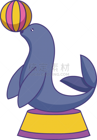 动物,马戏团,海豹,分离着色,计算机图标,晚会,华丽的,愉悦,庆祝