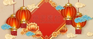 春节,灯笼,云,中国,红色,高雅,传统,传统节日,标语,装饰