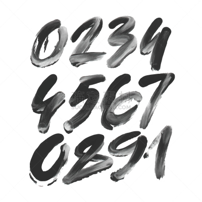 矢量,手指,墨水,数字,丙稀画,字母表次序,文字,背景分离,字母,数字1