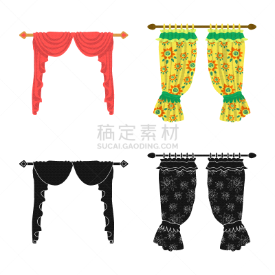 窗帘,符号,分离着色,有褶衫,红色,百叶帘,纺织品,设计,布置,收集