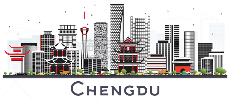 成都,城市天际线,建筑外部,灰色,旅途,商务,云,鸟类,建筑