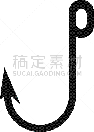 巨大的,鱼钩,简单,计算机图标,细毛纤维,形状,角度,白色,白色背景,黑色