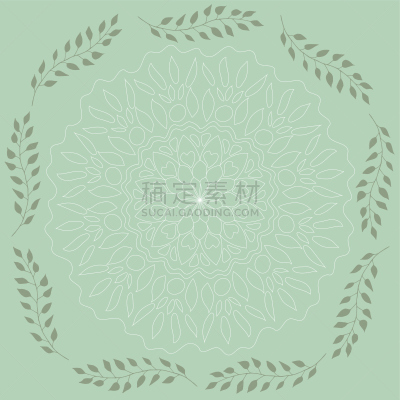 华丽的,请柬,婚礼,绘画插图,枝,叶子,矢量,式样,曼荼罗,花边