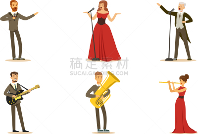 女人,音乐人,男人,歌手,舞台,无尾礼服,现代,交流,吹,站