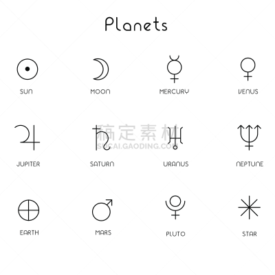 行星,线条画,白色,黑色,神符,天秤座,双子座,炼金术,水瓶座,车轮