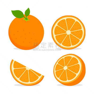 清新,矢量,水果,柑橘属,扁平化设计,橙子,维生素c,卡通,酸味,数字10